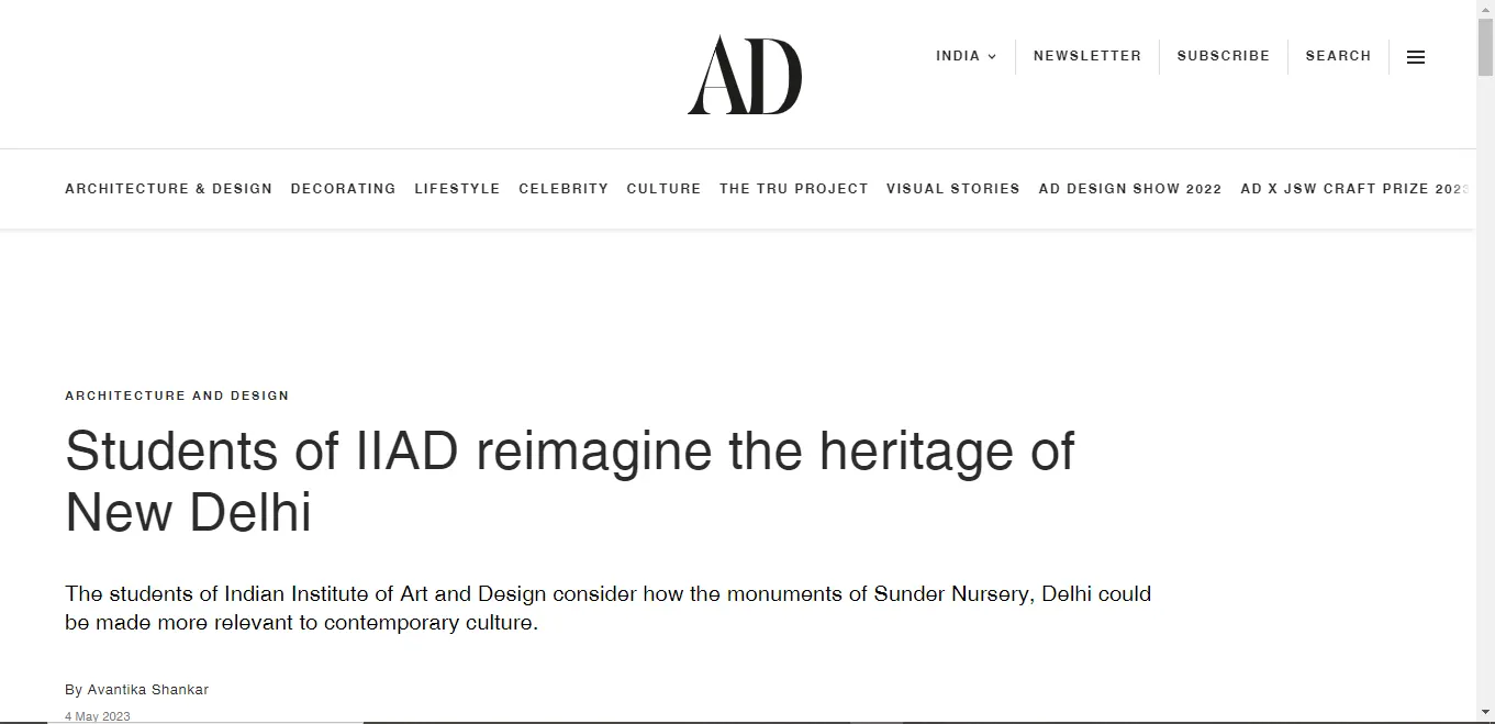 Students of IIAD Reimagine the Heritage of New Delhi blog on AD