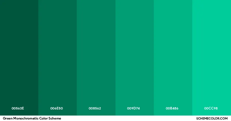 Green monochromatic color gradient chart