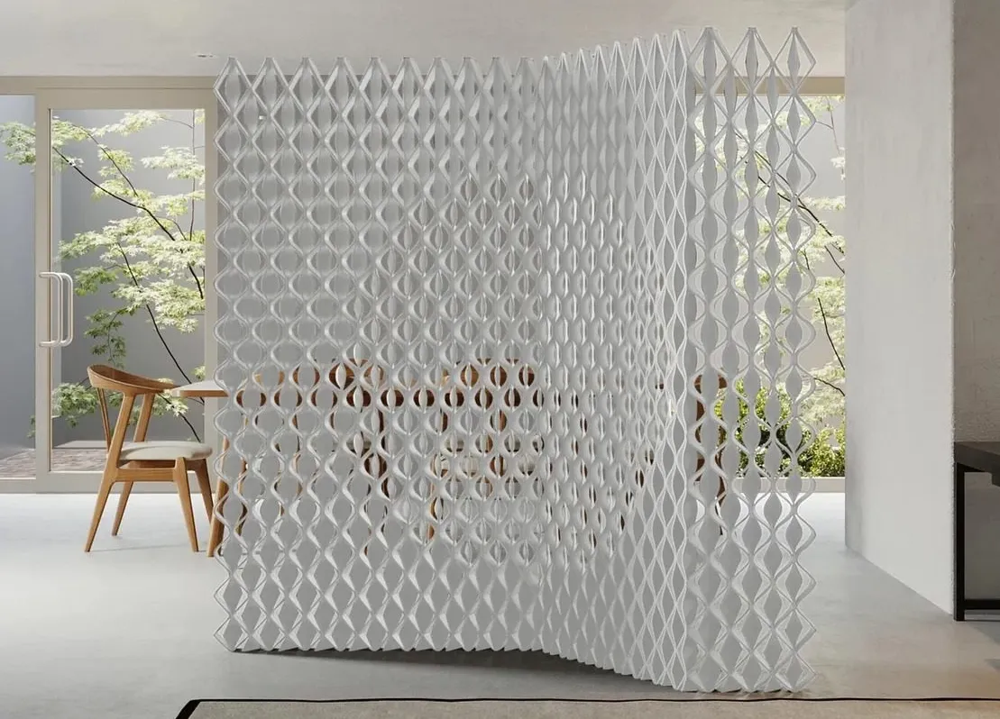 Contemporary room divider with geometric design