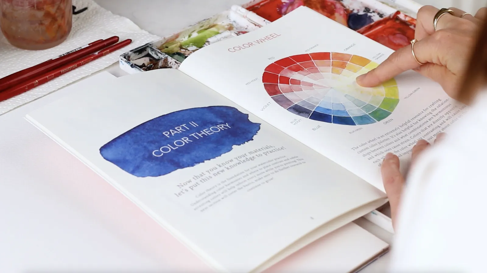 Book opened to color theory section