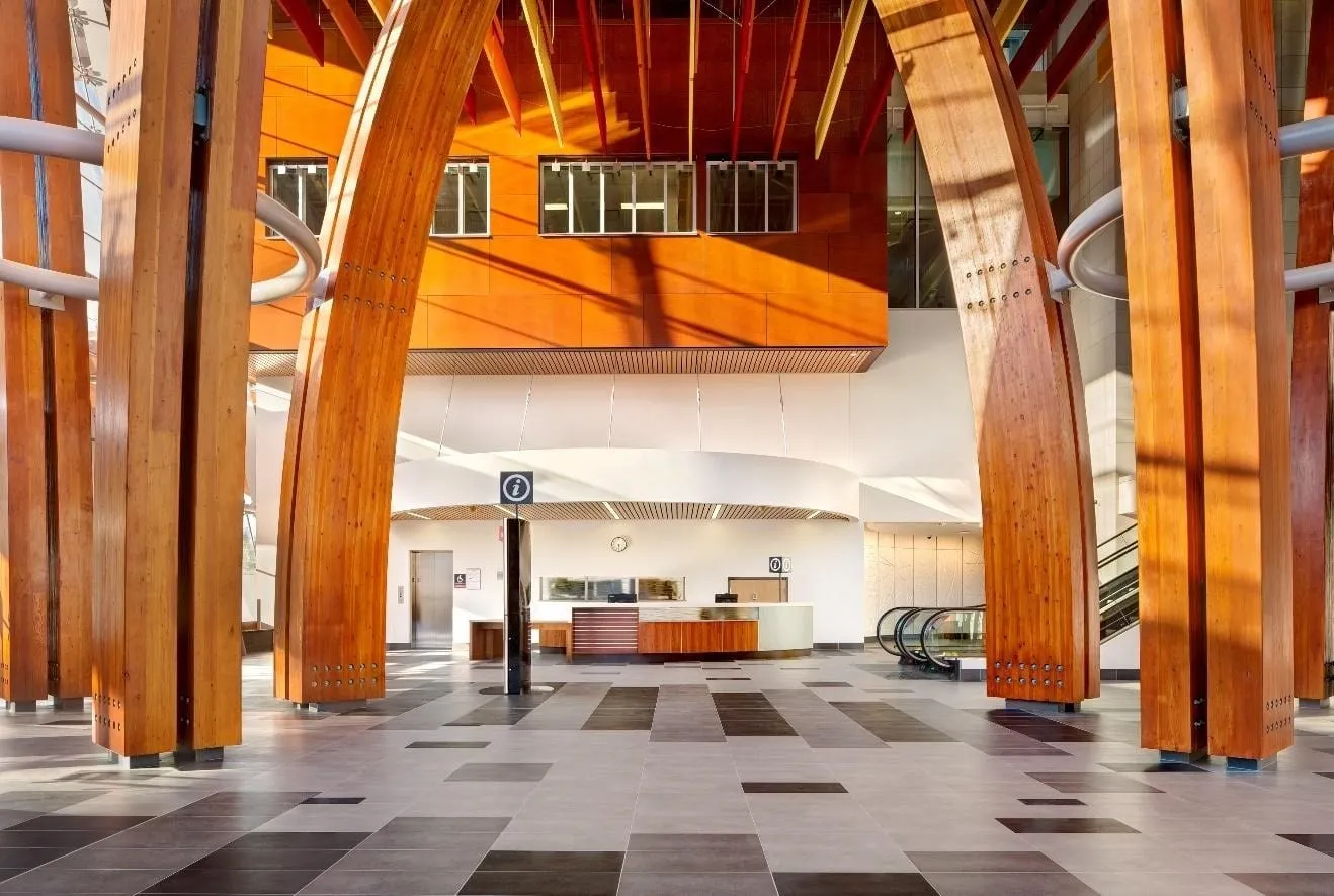 Architectural wooden arches and ceiling design
