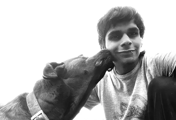 Naseeb Sihag with his pet dog