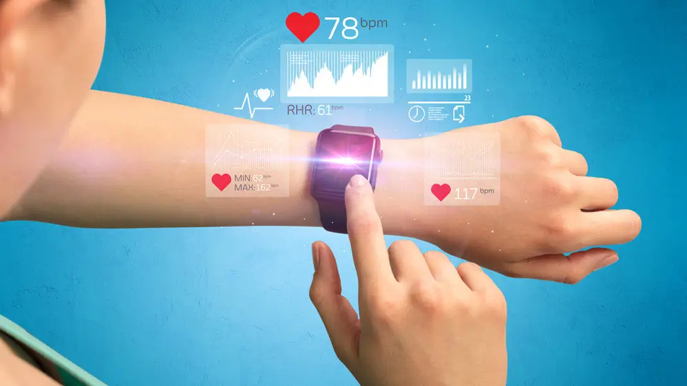 Smartwatch displaying health metrics