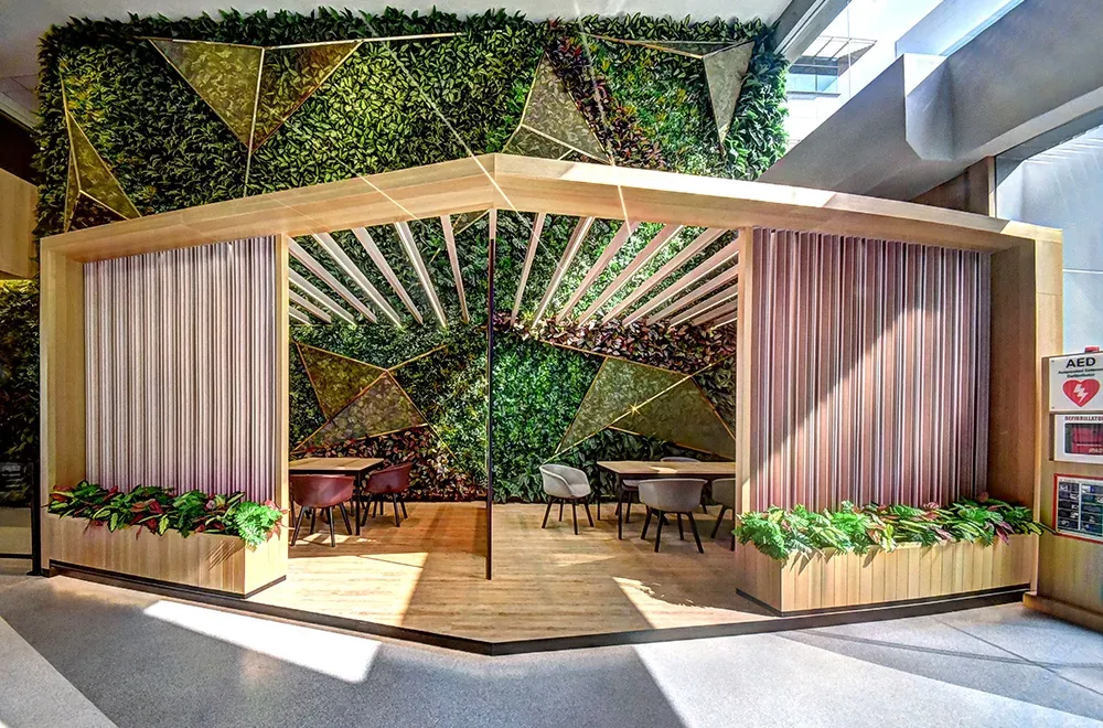 Nature-inspired design with green wall