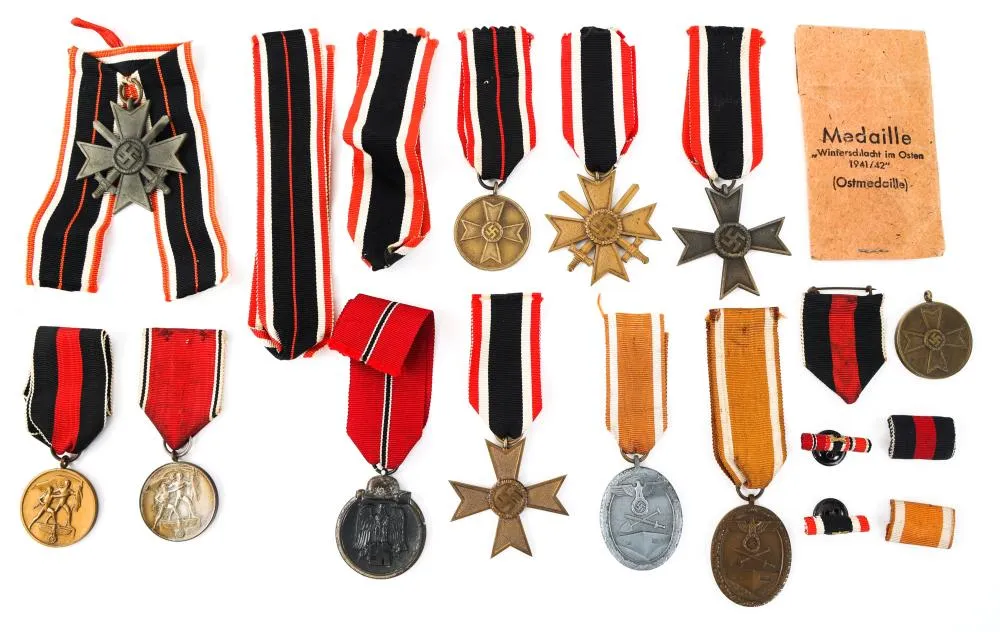 Collection of vintage military medals and ribbons