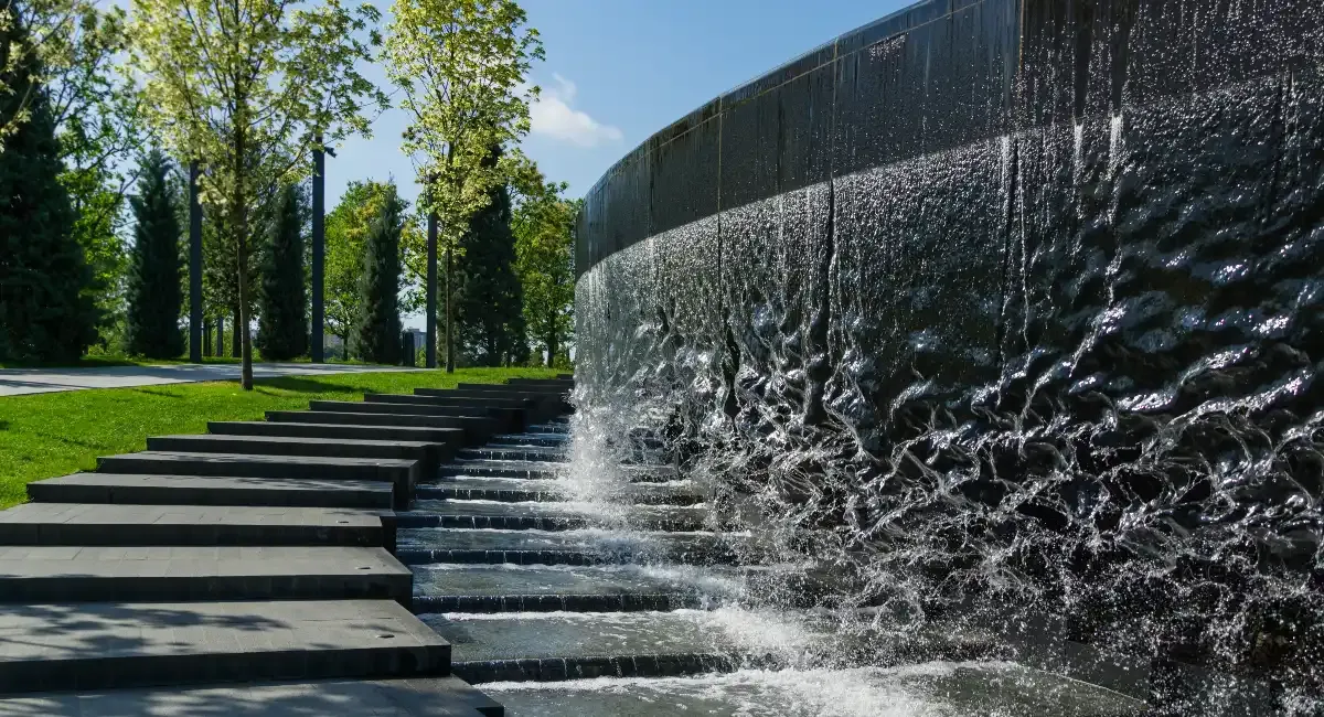  Modern water feature with cascading steps